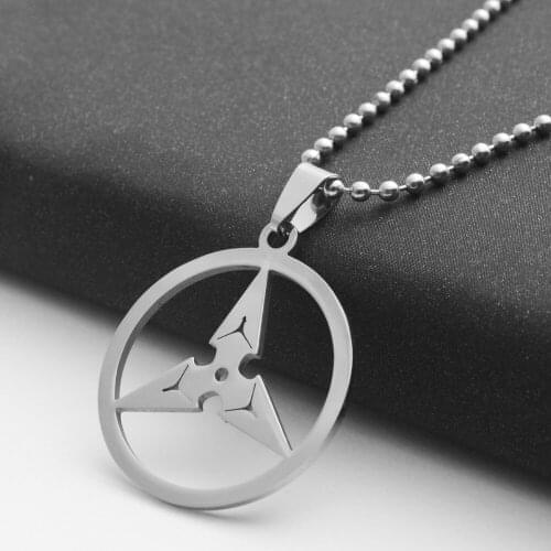 Round stainless steel triangle darts pendant necklace geometric round triangle arrow necklace game watch pioneer darts jewelry