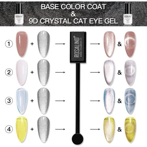 ROSALIND Nail Magnetic Gel Polish Glitter 9D Crystal Cat Eye Nail Gel Varnish Hybrid Magnetic Nail Art 3D Line Strip Magnetic