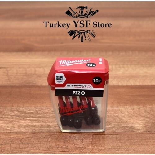 Milwaukee Shockwave 10 Piece PZ2 50mm Screwdriver Bits Set Professional Equipment Set Of Tools