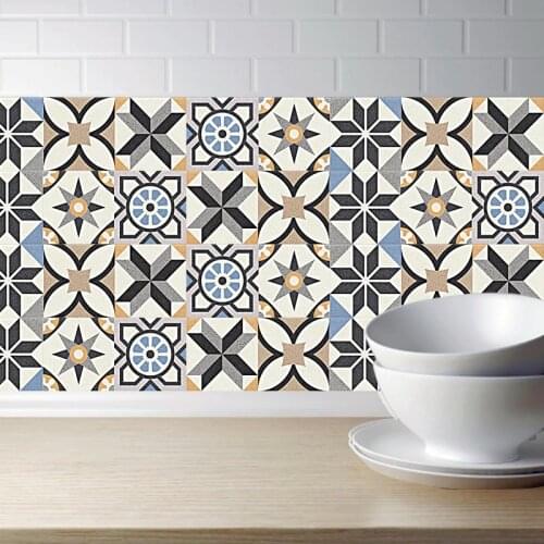 Moroccan Style DIY Mosaic Wall Tiles Stickers Waist Line Wall Sticker Kitchen Adhesive Bathroom Toilet Waterproof PVC Wallpapers