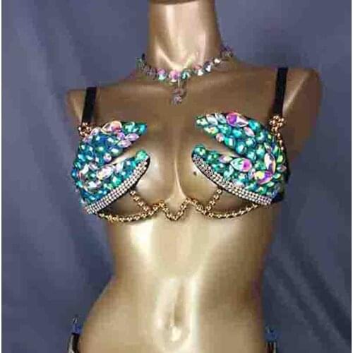 Samba Carnival Bra Rainbow Stone Belly dancing WIRE BRA FREE SHIPPING BB007