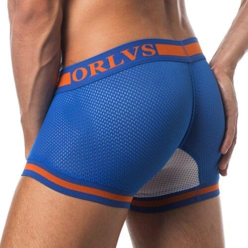 ORLVS Brand 50PC/LOT Wholesale Men Underwear Sexy Boxers Comfortable Underpants Breathable Men Underwear Sexy Boxers Nylon