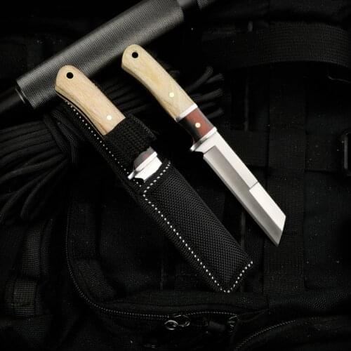 Outdoor Camping Small Straight Knife Fruit Knife Portable Wooden Handle Knife Stainless Steel High Hardness Knife 6 inch