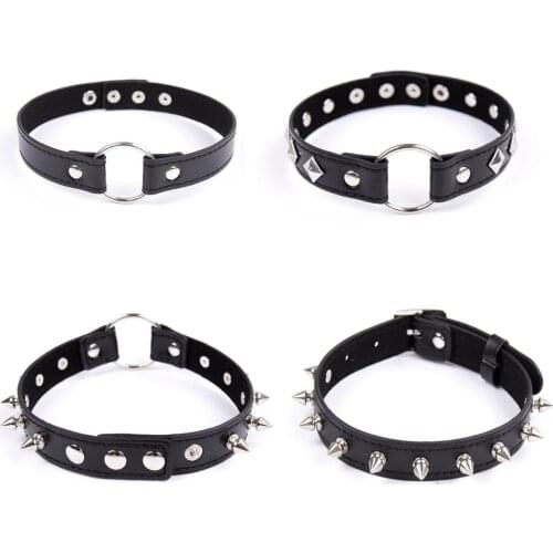 New Adjustable gothic Rivet choker Sexy meta Heart leather Black Punk necklace Necklace for Women Hip Hop girl Bondage