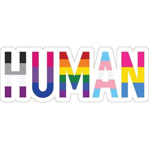 Human LGBT+ Gay Pride Sticker Rainbow Lesbian Bisexual Pansexual Transgender Flag Vinyl Decal Sticker Car Truck Bumper 18cm*18cm