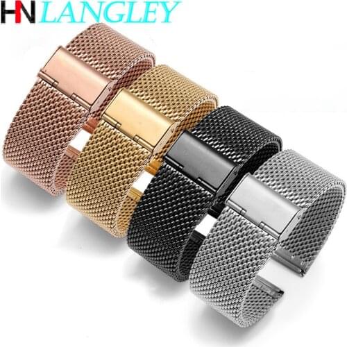 18/20/22/24 mm Watch Band Replacement Band Strap Stainless Steel Watch Mesh Bracelet Strap 1.0size