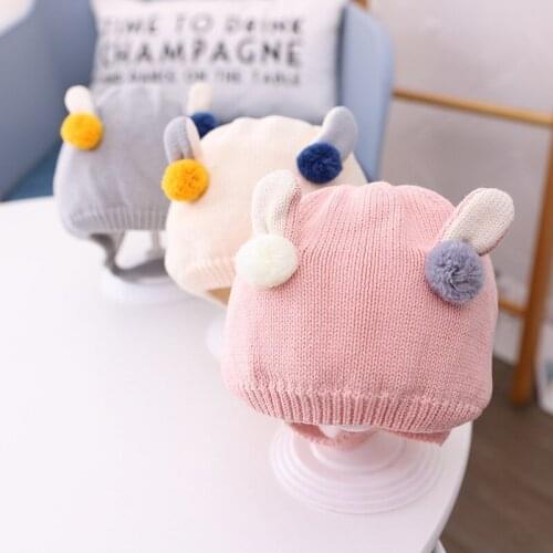 3-15M Toddler Baby Girl Boy Hat Knitted Skullies Beanies Fur Ball Woolen Hats Autumn Winter Warm Kids Hats and Caps Accessories
