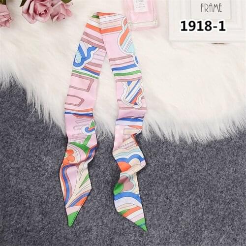 Fashion rainbow printed womens scarf all-match imitation silk scarf tied bag handle small ribbon scarf headscarf female BS61