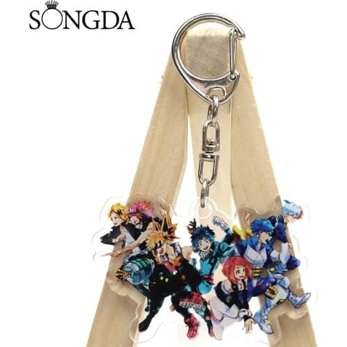 SONGDA Anime My Hero Academic Keychain Cartoon Figures Acrylic Key Chain Boku No Hero Academia Double Sided Keyring Fans Gifts