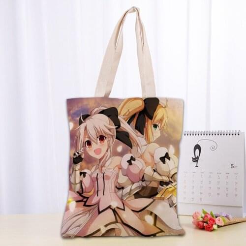 Fate kaleid Liner Prisma Illya Tote Bag Cotton Cloth Shoulder Shopper Bags for Women Eco Foldable Reusable Shopping Bags 0303