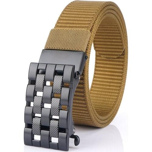 Trend wind automatic buckle belt nylon belt smooth buckle business youth belt male Korean version of the trendy mens casual bel