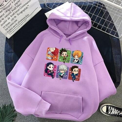 HUNTER X Hunter Print Harajuku Anime Hoodie Clothes Women Men Japanese Oversized Streetwear Warm Lounge Wear Pink