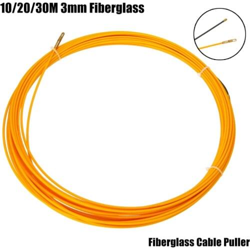 30M 3mm Guide Device Fiberglass Cable Puller Electric Cable Push Pullers Duct Snake Rodder Tape Wire Yellow
