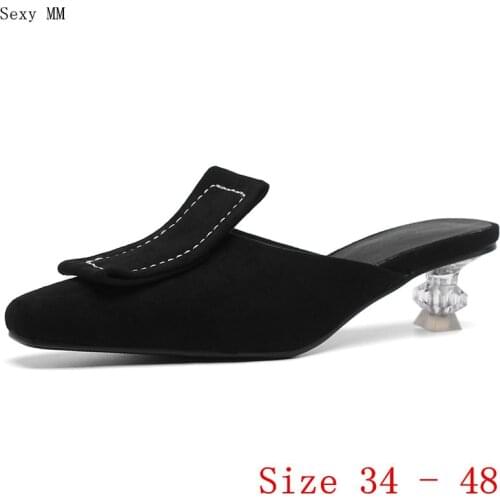 Pumps Women Slingbacks Career Mules Shoes Low Med Heels Woman Med Heel Shoes Plus Size 34 - 40 41 42 43 44 45 46 47 48