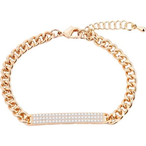 Boho Gold Color Geometric Bracelet Punk Chain Copper Zircon Rectangle Charm for Women Fashion Jewelry 2020 New Party Gift Female