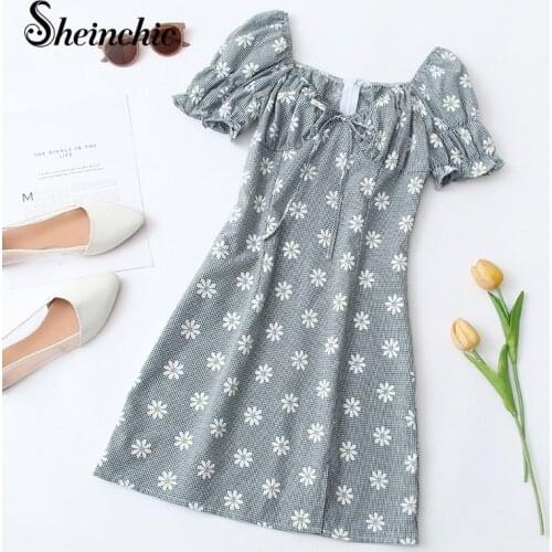 Summer Clothes for Women 2021 Korean Fashion Casual Elegant Short Sleeve Floral Woman Dress Vestidos