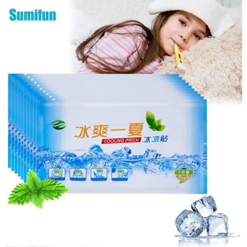 10bags Medical Fever Down Plaster Baby Cooling Patches Lower Temperature Ice Gel Cold Paste Polymer Hydrogel Headache Pad D183
