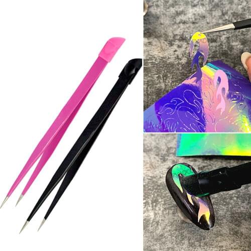 3D Nail Art Sticker Decals Precision Tweezers Rubber Tipped Glitter Rhinestones Picker Nail Art Tool