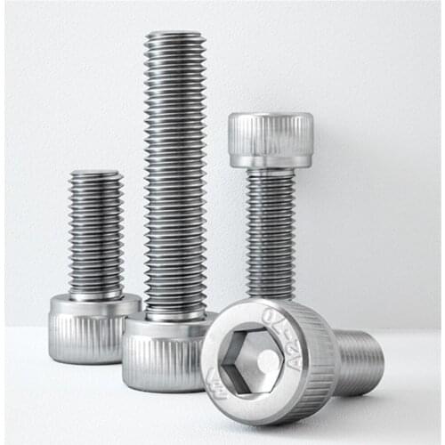 5Pcs 304 Stainless Steel Hexagon Socket Head Cap Screws Hex Socket Screw M5 M6 M8 DIN912 5-150mm