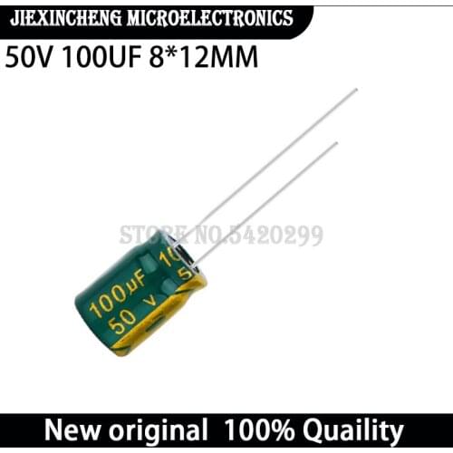 50pieces) 50V 100UF 8*12MM Aluminum electrolytic capacitor 50V100UF 8*12 Higt quality