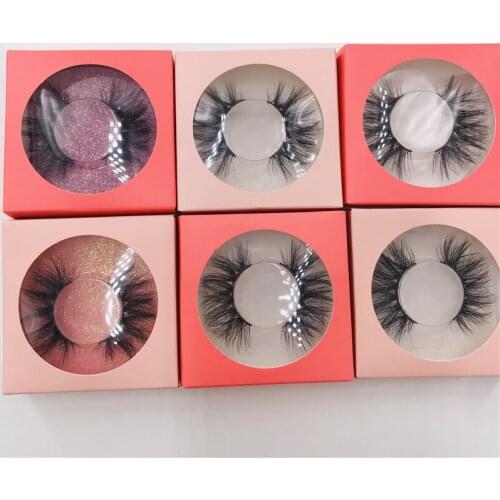 6 Pairs/Lot Mink 3D Eyelashes Fluffy Short Popular Lashes Custom Pink Square Paper Package Eye Lashes