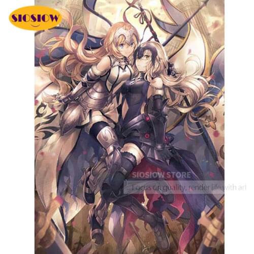 DIY 5d Diamond Painting Game Fate Grand Order Joan Diamond Embroidery Japanese Cartoon Girl Cross Stitch Full Square Home Decor