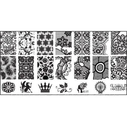 BC Series Nail Stamping Plates Stainless Steel Nail Art Stamp Template Manicure Nail Tools 20 designs for choose jk17