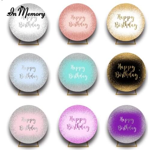 InMemory Glitter Birthday Party Decoration Round Backdrop Cover Adult Bday Party Wedding Customize Circle Photoshoot Photocall