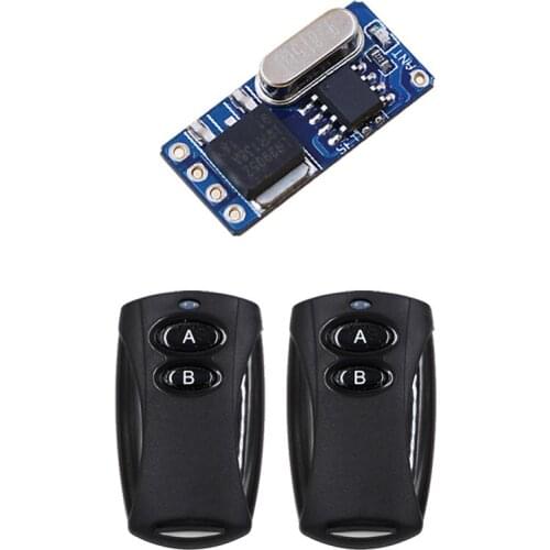 Black Color 2Button DC3.6V-DC12V Mini Remote Control Switch System Receiver +2pcs Transmitter Learning Code Smart Home315MHZ