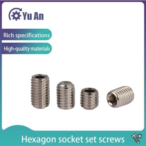 DIN916 316 Stainless Steel Socket Head Hexagon Set Screw with Concave End/Headless/Machine Meter/Top Thread M3-M10 10PCS