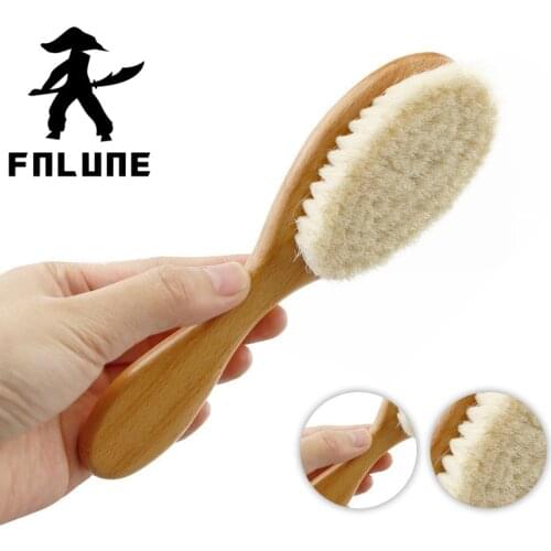 FnLune 1pc Wooden Brush Comb Neck Face Duster Barber Hair Sweeping Brush Salon Cutting Brush Styling Tools Baby Wooden Brush