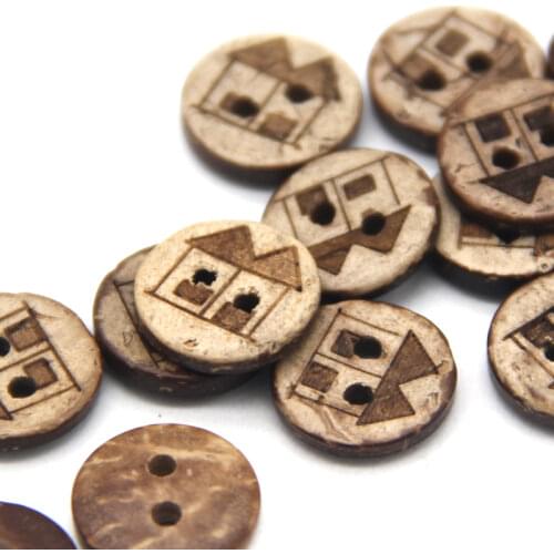 HENGC Natural 13mm Home House Brown Wood Buttons For Scrapbooking Children Garment Shirt DIY Decorative Accessories Wholesale