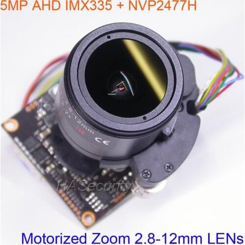 AHD 5MP ,4MP Motorized 2.8-12mm Zoom & Auto Focus LENs 1/2.8 STARVIS IMX335 CMOS NVP2477 CCTV camera module PCB board +OSD cable