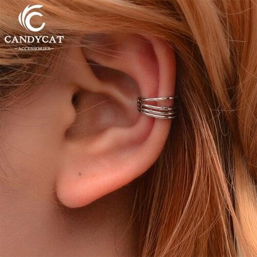 Punk Rock Ear Clip Earrings For Women Without Piercing Earcuff Silver Color Non Pierced No Hole Earrings Ear Cuff Bijoux Oreille