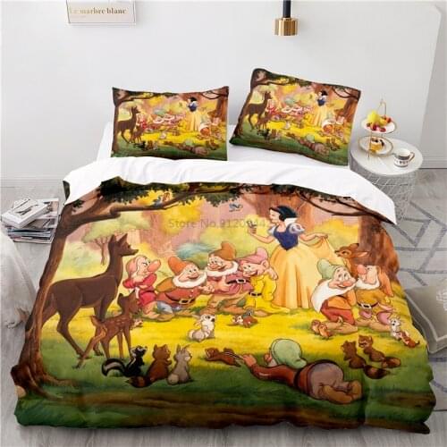 Cartoon Snow White Duvet Cover Sets Pillowcases 2/3pcs Disney 3D Bedding Set Twin Full Queen King Size Bedclothes Bed Linen Sets