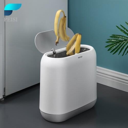 PEISI Bathroom Trash Acceptor Bathroom For Kitchen Trash Bin Paper Basket Kitchen Recycling Trash Bins Bin Paper Basket
