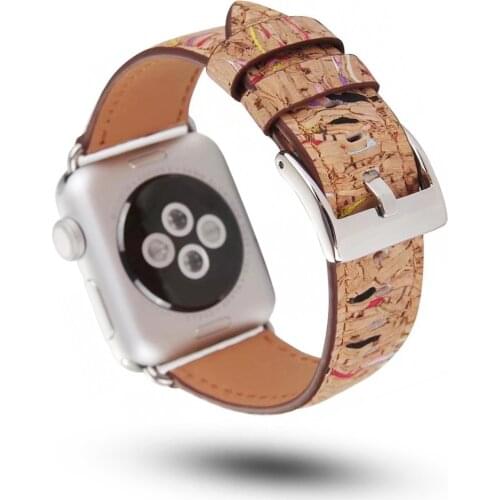 Fashion Wood Grain Leather Bracelet for Apple Watch SE Band Series 6 5 4 3 2 Strap for iWatch 40mm 44mm 38mm 42mm Clock Belt