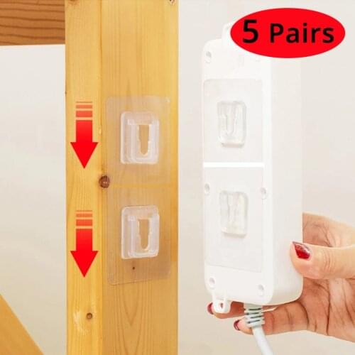 NEW 5 Pairs Double-Sided Adhesive Wall Hooks Hanger Strong Transparent Hooks Suction Cup Sucker Wall Storage Holder For Kitchen