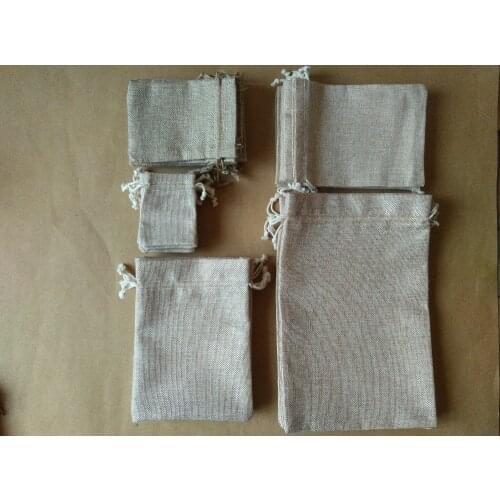1pcs/lot Natural Burlap Gift Candy Bags Wedding Party Favor Pouch Drawstring Jute Gift Ba Packaging bag Natural Linen Jute Sack