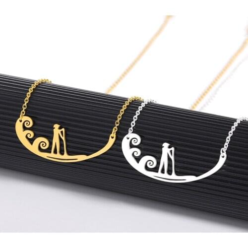 Fisherman Punt Necklace Waves Minimalist Commemorate Gift Scenic Sspot Tourist Beach Clavicle Chain For Men Women High Quality