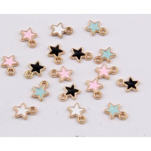 Daisies 100pcs 7*6mm Enamel Star Charms Metal Colorful Mini Star Pendant for DIY Jewelry Making