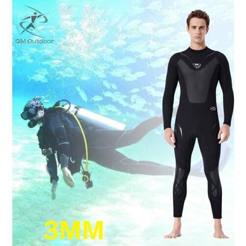Full-body 3mm Neoprene Wetsuit Underwater Hunting Long Sleeve Thick Warm Scuba Diving Suit One-piece Surf Suit