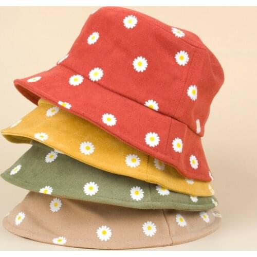 Toddler Infant Sun Protection Caps Kids Cute Fashion Daisy Pattern Fisherman Hat with Windproof Strap for Boys Girls