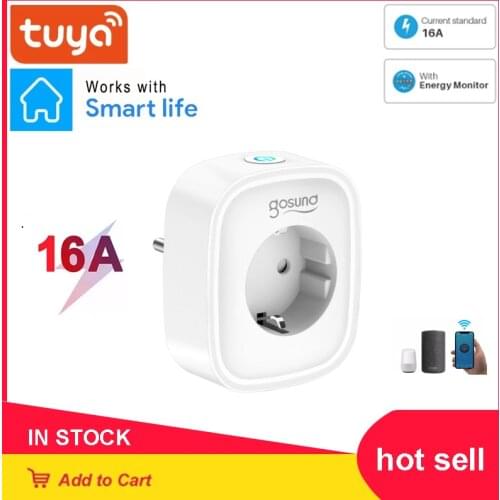 Tuya WiFi Smart Plug 16A EU Adapter Wireless Remote Voice Control Power Energy Monitor Outlet Timer Socket For Alexa Google Home