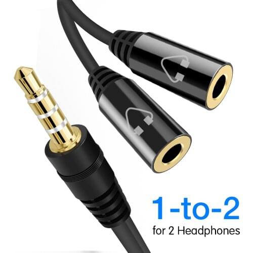 Headphone Splitter Cable 3.5mm Y Audio Jack Splitter Extension Cable 3.5mm Male to 2 Port 3.5mm Female AUX 3.5 Jack Cable