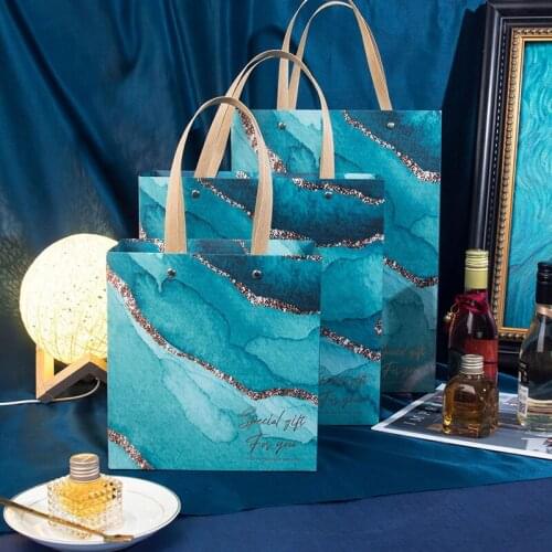 Jewelry Package Square Rectangle Marbling Kraft Paper Shopping Bags Earring/ring /bracelet Jewelry Handbag Shopping Bags
