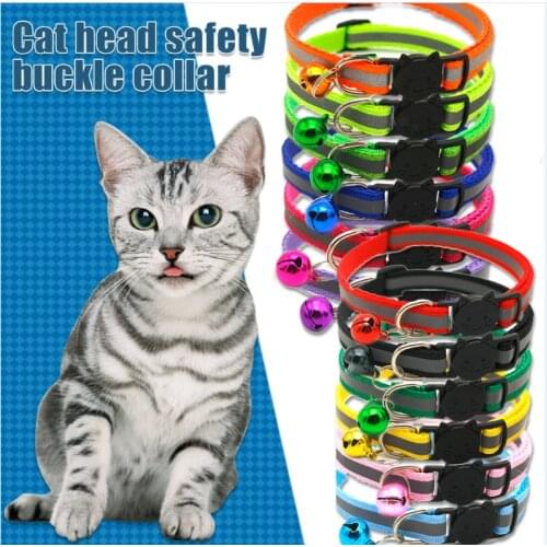 Safety Breakaway Cat Dog Collar Neck Strap Reflective Nylon Kitten Puppy Pet With Colorful Bell Puppy Pet Leash Accessories