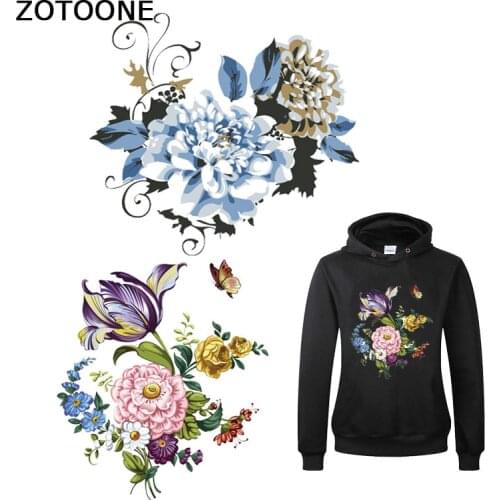 ZOTOONE Stripes for Clothes Flowers Iron on Transfer Patches Applique Clothes Printed Diy Patch Application Thermo Stickers E
