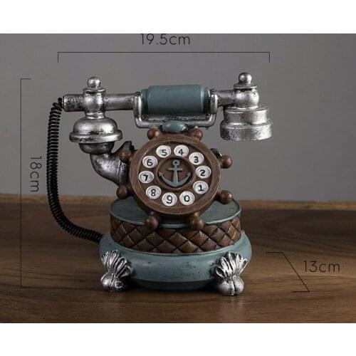 Vintage Retro Telephone Model Clock Ornaments Creative Study Coffee Shop Stand Clock Ornaments Decoration Crafts Figurines