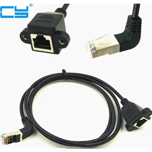 Down 90 Angled RJ45 Cat5e 8P8C FTP STP UTP Cat5 Male to Female Panel Mount LAN Ethernet Network Cable RJ45 30cm 60cm 1m 1.5m 1ft